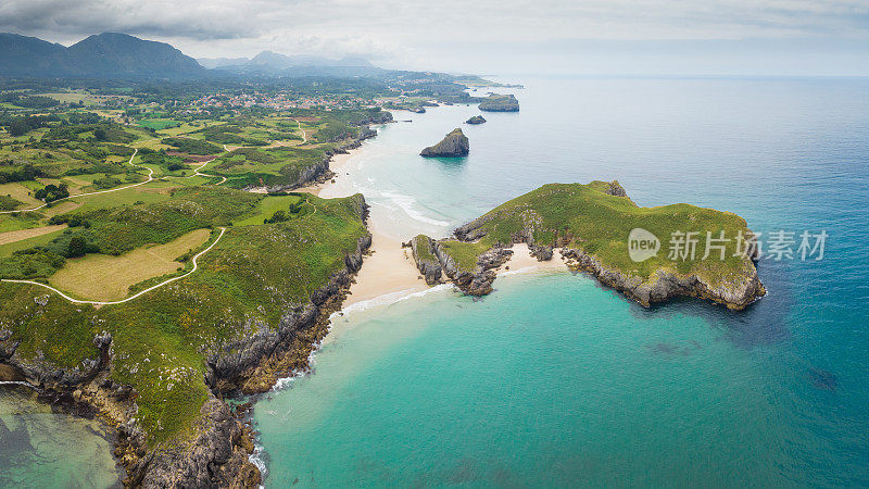 坎塔布里亚海岸阿尔梅纳达岛O de Poo坎塔布里亚海岸Llanes Asturias西班牙
